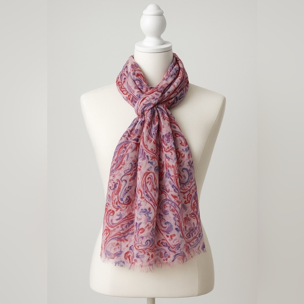 Talbots Paisley Scarf in Red and Purple